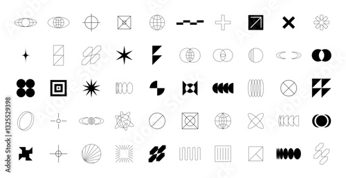 big set of retro futuristic element