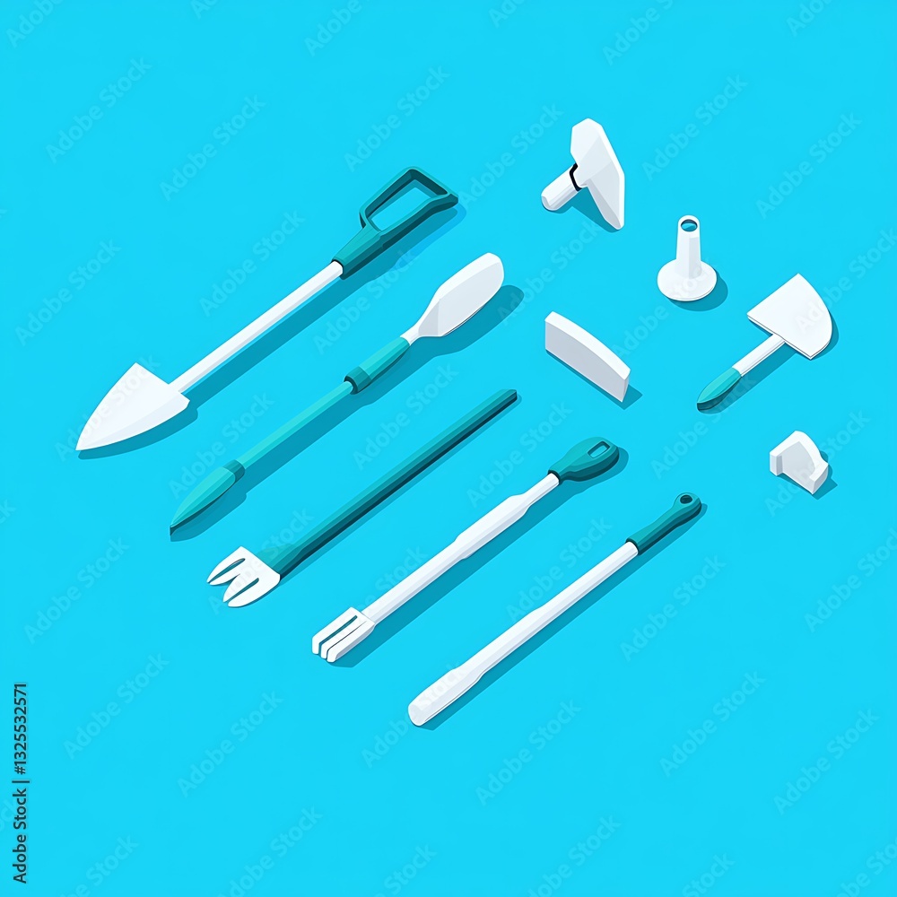Isometric Collection of Garden Tools and Utensils Isometric Collection of Garden Tools and Utensils