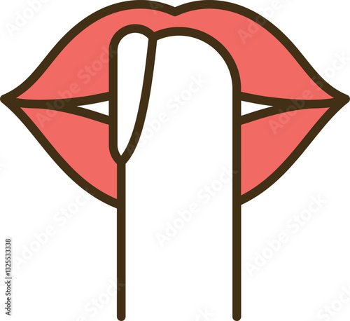 dont be loud icon finger and lips flat design