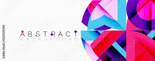 Abstract geometric artwork with interwoven angular and curved shapes, dynamic composition with smooth gradients and bold contrasts