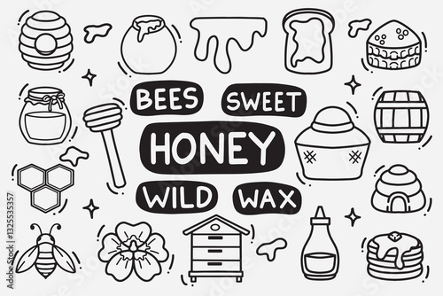 set of honey doodle good for background, wallpaper, element design, icon, etc