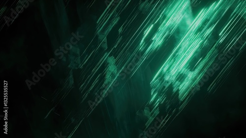 Obraz na płótnie Generative AI, Futuristic Abstract Light Streaks in Neon Blue and Emerald Green w salonie