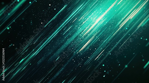 Obraz na płótnie Generative AI, Futuristic Abstract Light Streaks in Neon Blue and Emerald Green w salonie