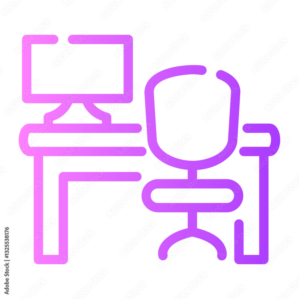 office desk Line Gradient Icon office desk Line Gradient Icon