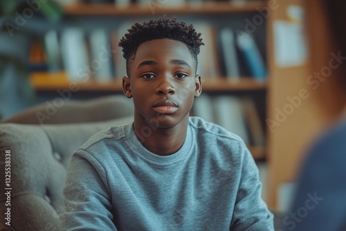 a young man looking at therapist.
