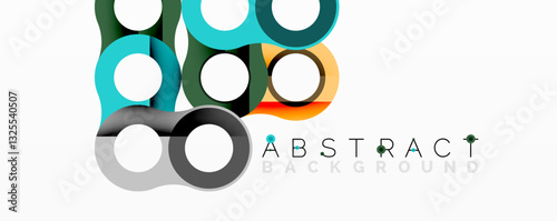 Abstract circle element composition with overlapping circular and tubular shapes featuring smooth gradients, transparency effects, and dynamic layering