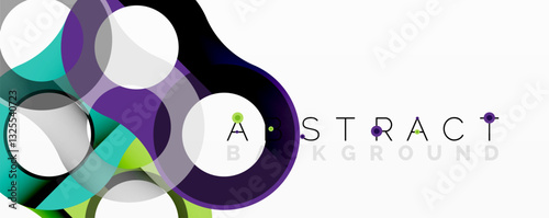 Abstract composition with intertwined circular and tubular forms creating fluid structure with gradients, depth, and sharp contrasts