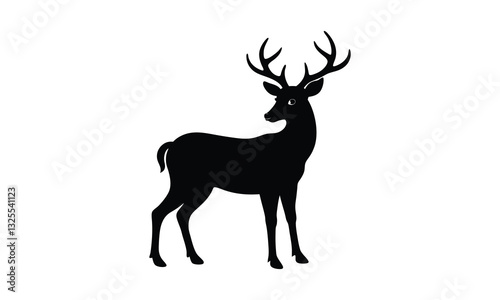  Standing Deer Silhouette Vector Design