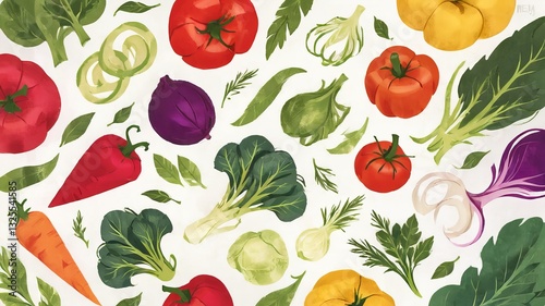 A selection of fresh vegetables arranged neatly on a clean white background for healthy living