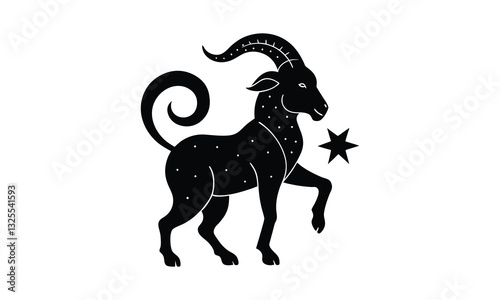 Capricorn Zodiac Silhouette Vector Design