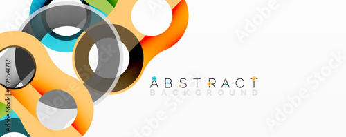 Abstract geometric pattern with interlocking circular and tubular shapes featuring smooth gradients, sharp contrasts, and dynamic layering
