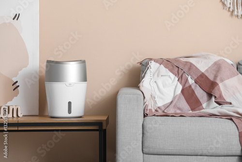 Air humidifier on bench nea...