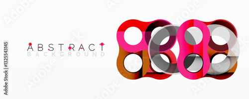 Abstract circle element composition with overlapping circular and tubular shapes featuring smooth gradients, transparency effects, and dynamic layering