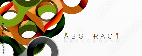 Abstract composition with intertwined circular and tubular forms creating fluid structure with gradients, depth, and sharp contrasts