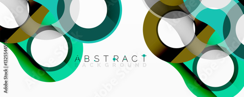 Abstract geometric pattern with interlocking circular and tubular shapes featuring smooth gradients, sharp contrasts, and dynamic layering