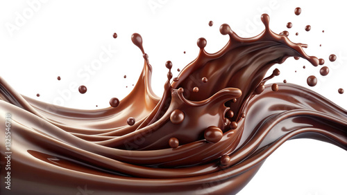 Dark chocolate liquid splash isolated on transparent white background, clipping path