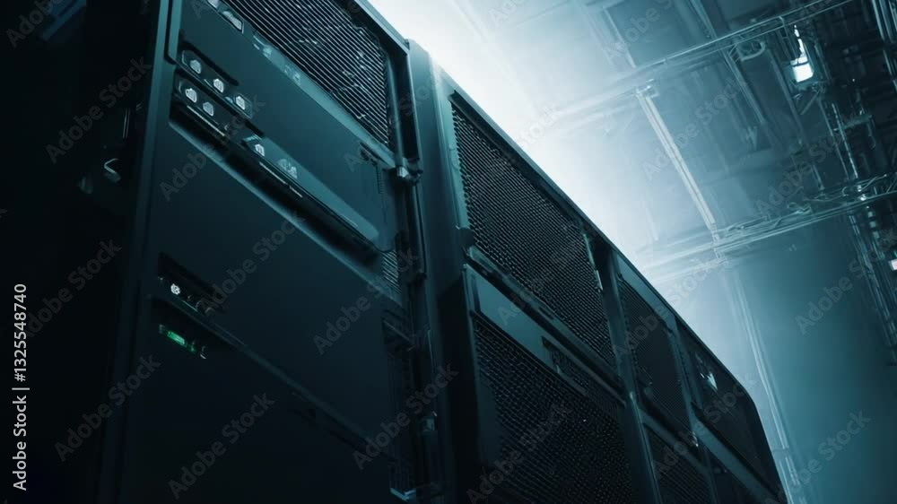 Advanced data server array powering digital solutions in a modern technology environment
