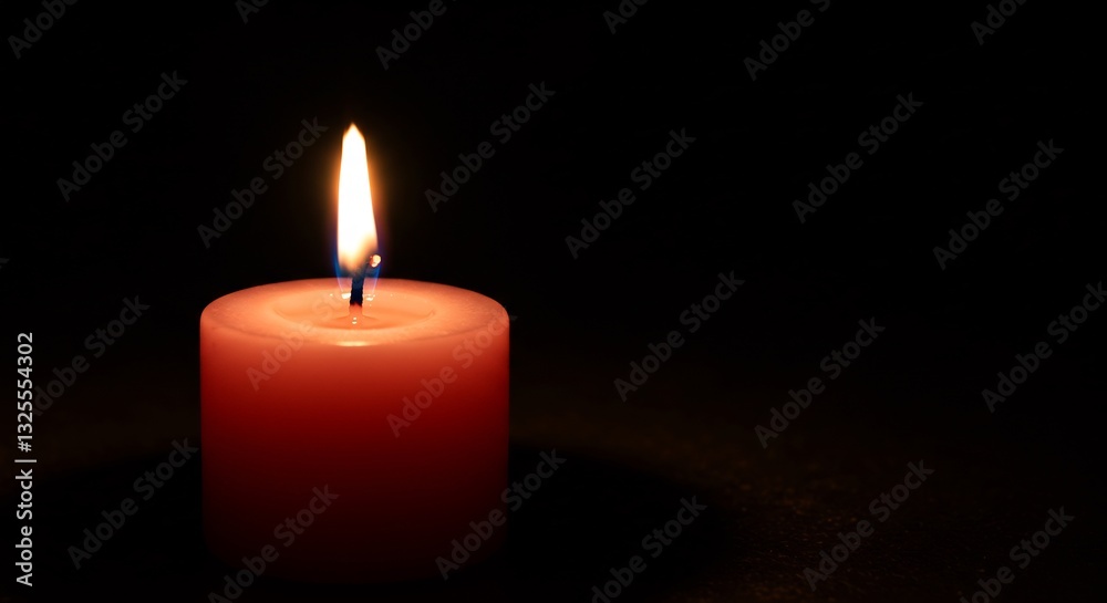 Single red candle softly glows in dark. AI Generated Single red candle softly glows in dark. AI Generated