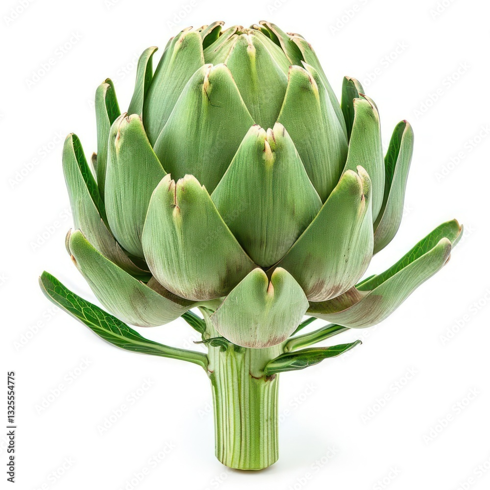 Artichoke flower with green leaves and petals Artichoke flower with green leaves and petals