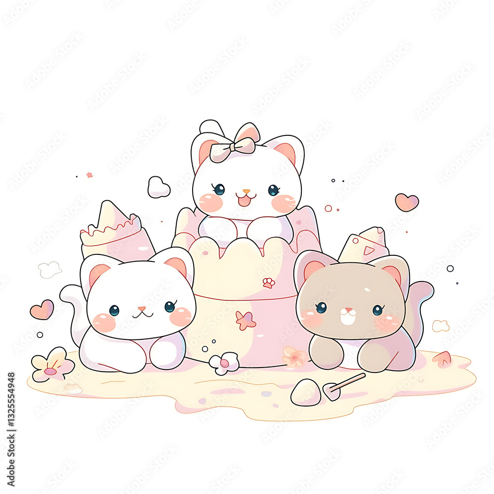 Playful and whimsical cat illustrations in vibrant and minimalist designs Playful and whimsical cat illustrations in vibrant and minimalist designs