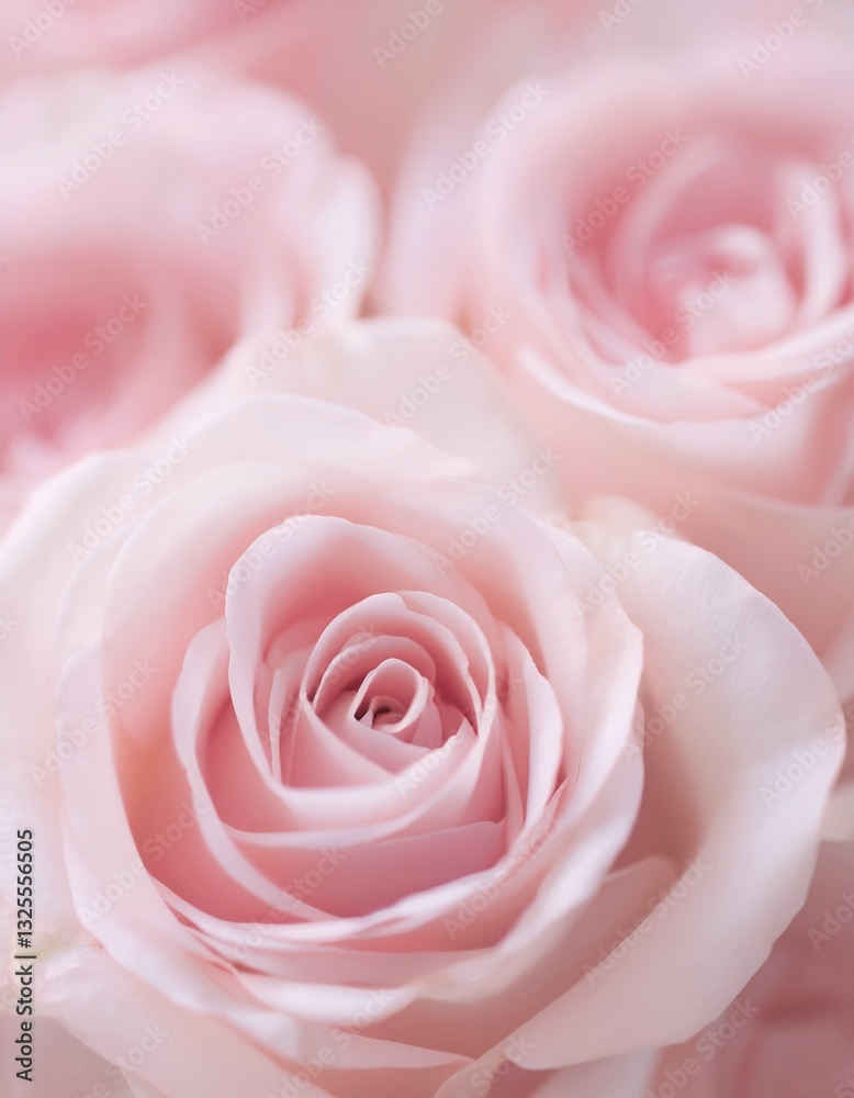 light pink roses in soft color and blur style for background. sweet color roses flowers in pastel tone with blurred style for background pattern texture. sweet color flower petals in soft color