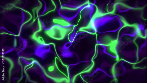 Abstract blue and green background with glowing particles and dynamic motion effects