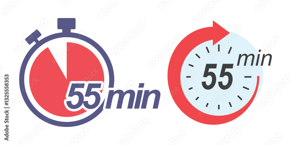 55 minutes icon set flat design 55 minutes icon set flat design