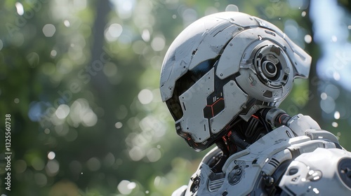 Close-Up Portrait of a Futuristic Robot in a Natural Setting