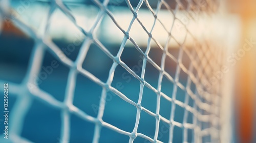 Close up View of White Netting Against a Blurred Blue Background