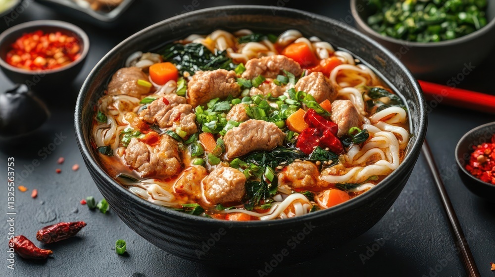 A hearty and flavorful soup in a bowl A hearty and flavorful soup in a bowl