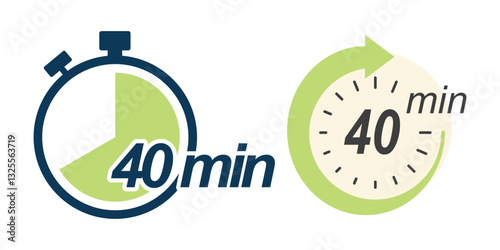 40 minutes icon set flat design