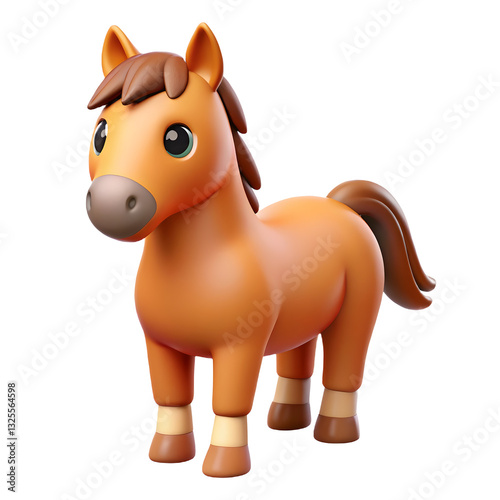 Cute 3D Render of a Cartoon Horse – Adorable Pony Character for Kids & Digital Art