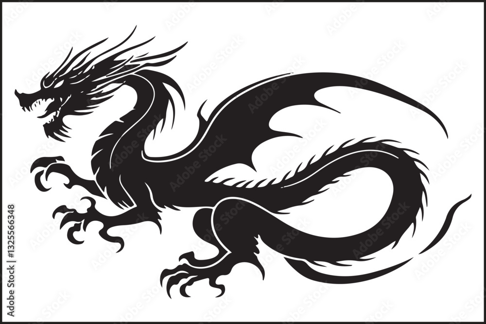Chinese dragon vector, dragon, vector, tattoo, animal, illustration, silhouette, symbol, lion, design, horse, china, art, tribal, heraldic, black, sign, fantasy, decoration, drawing, monster, icon, ha Chinese dragon vector, dragon, vector, tattoo, animal, illustration, silhouette, symbol, lion, design, horse, china, art, tribal, heraldic, black, sign, fantasy, decoration, drawing, monster, icon, ha