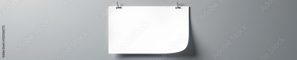 Obraz premium Blank white paper pinned on a textured gray wall with copy space, workplace, inspiration