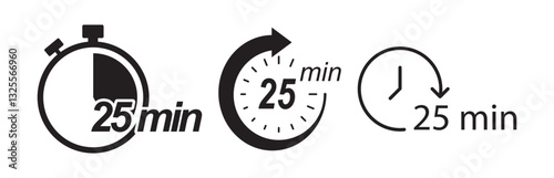25 minutes set icon black