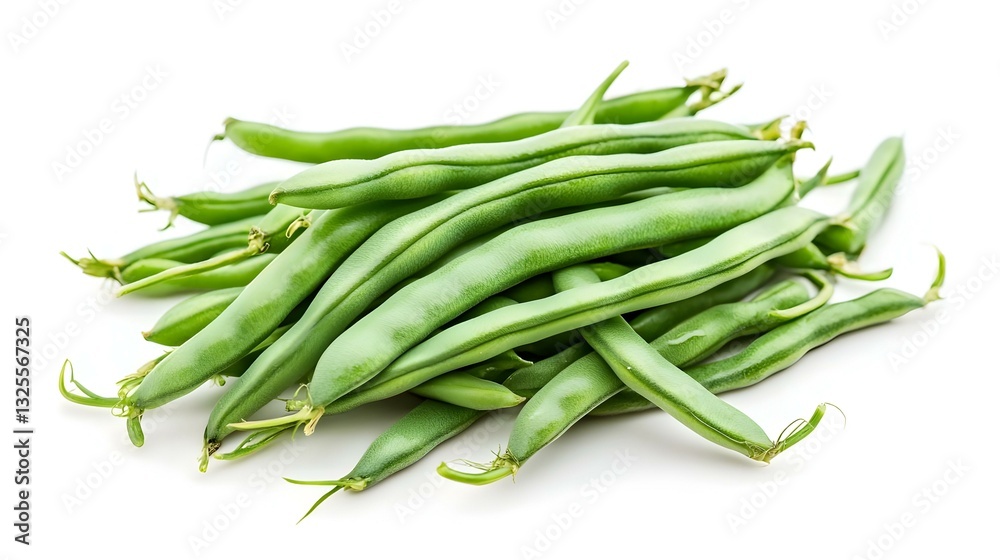 Fresh Green Beans on White Background Fresh Green Beans on White Background