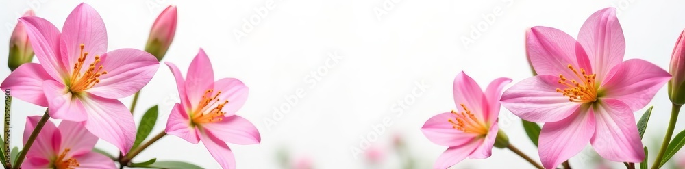 Close-up of delicate flowers framed against a white background, floral, background Close-up of delicate flowers framed against a white background, floral, background