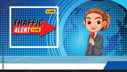 Animated Traffic Alert News Broadcast