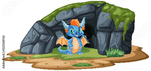 Playful Dragon in Rocky Cave
