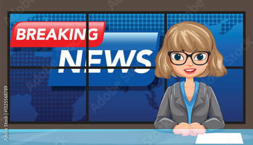 Animated News Anchor Illustration
