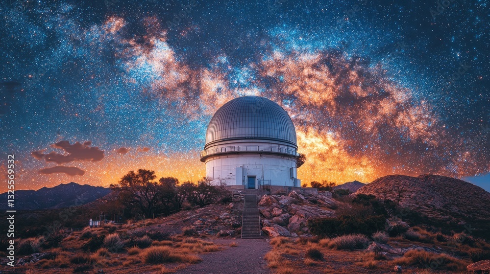 Observatory dome under a vibrant Milky Way galaxy at night. (1) Observatory dome under a vibrant Milky Way galaxy at night. (1)