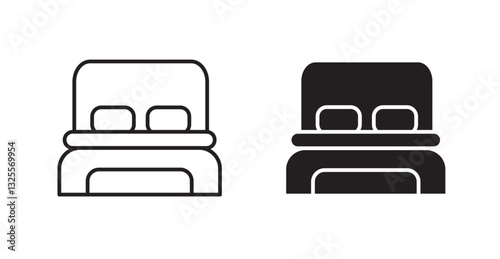 Bed filled and outlined icons vectors on white background