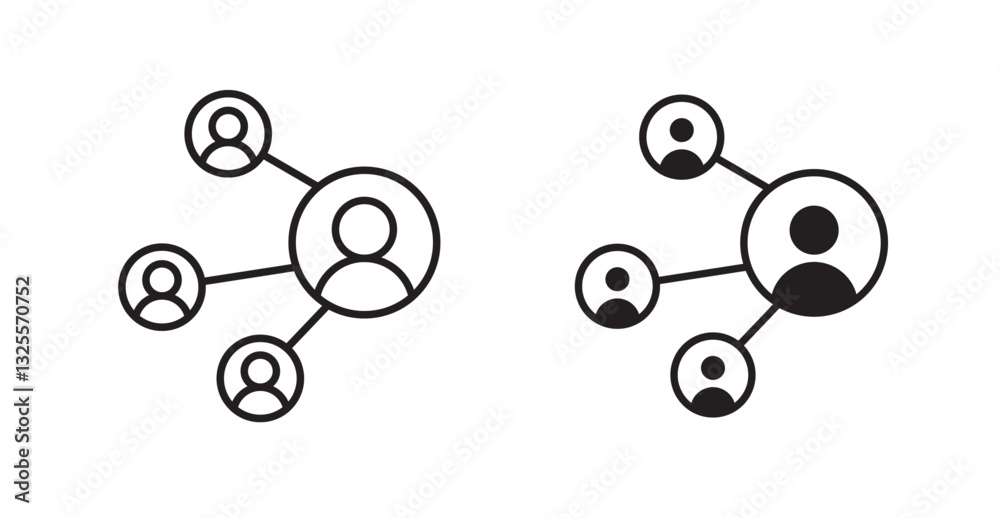 Chart network filled and outlined icons vectors on white background Chart network filled and outlined icons vectors on white background