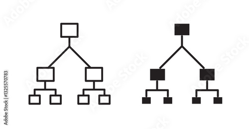 Chart tree filled and outlined icons vectors on white background
