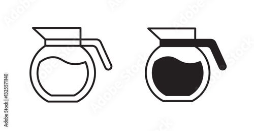 Coffee pot filled and outlined icons vectors on white background