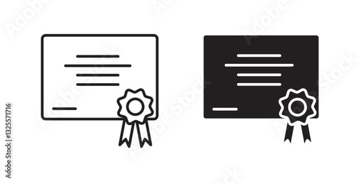 Diploma filled and outlined icons vectors on white background