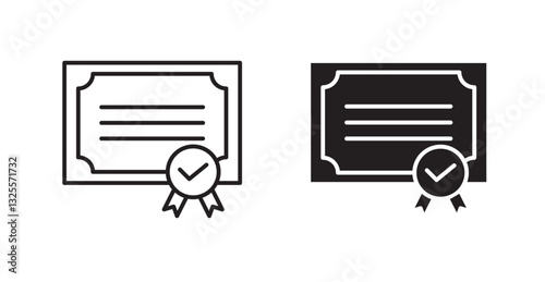 Diploma filled and outlined icons vectors on white background