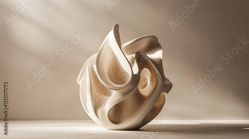 Abstract Sculptural Form in Beige Tones
