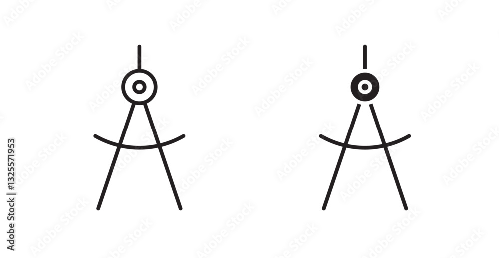 Drafting compass filled and outlined icons vectors on white background Drafting compass filled and outlined icons vectors on white background