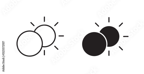 Eclipse filled and outlined icons vectors on white background
